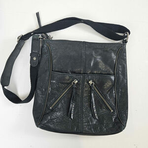 The Sak Crossbody Shoulder Bag Black Leather Purse handbag